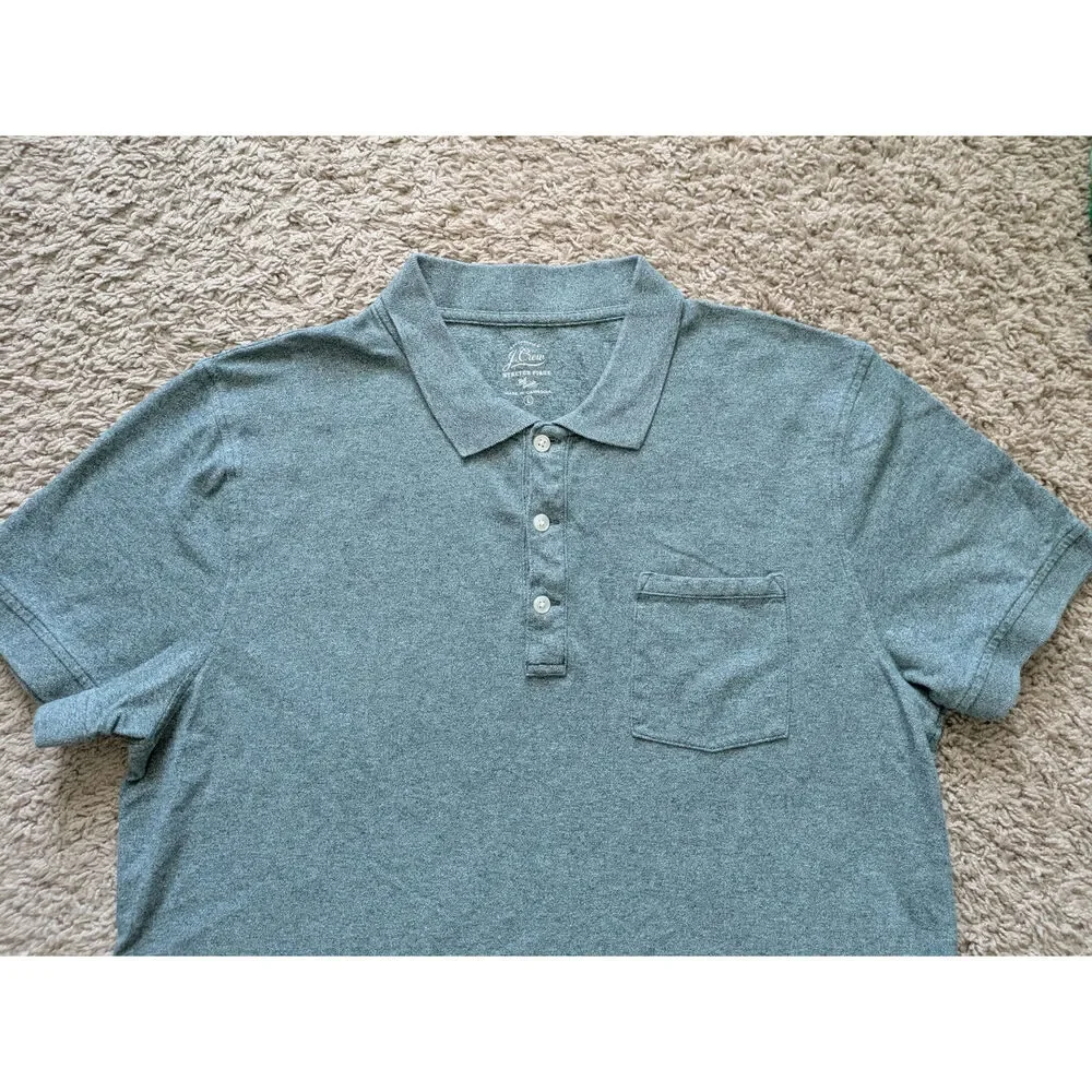 J.Crew Stretch Pique Polo Shirt Mens L Green Cotton Coastal Beachy Office Golf